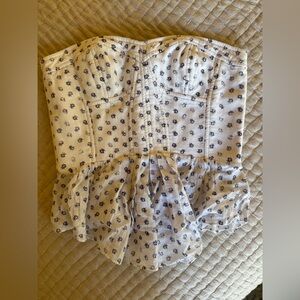 Rebecca Taylor White and Blue Floral Tank Top